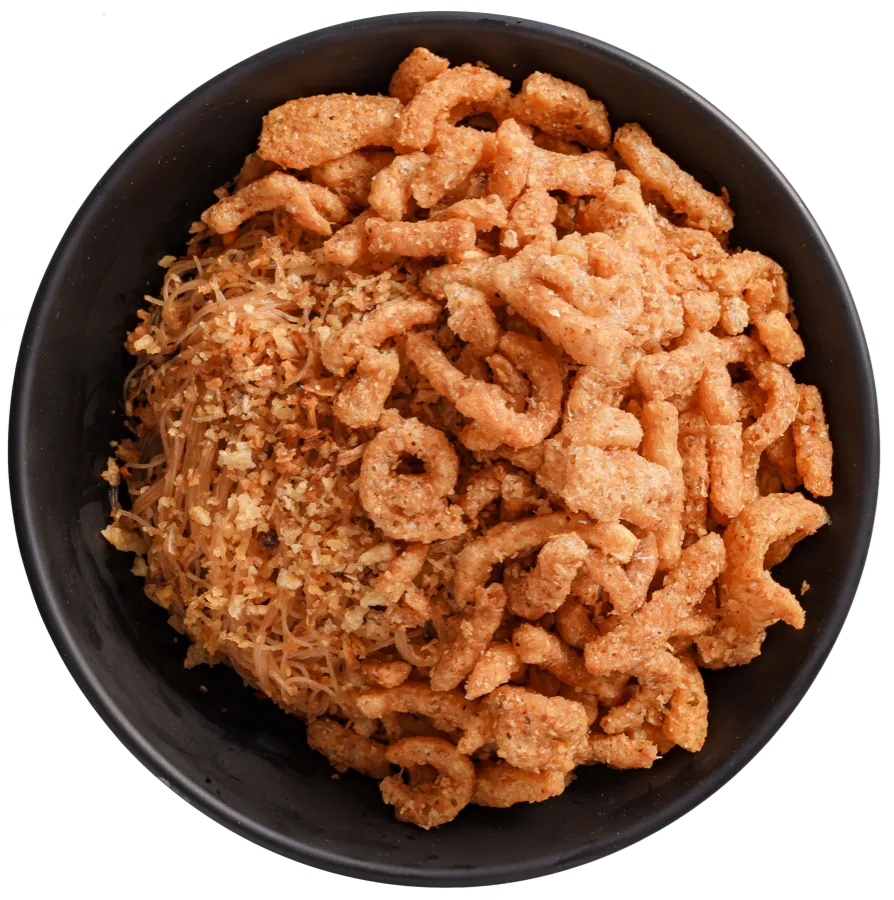 Crispy pork rind bowl